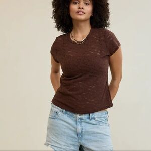 Aerie Vintage Lace Tee NWT Size M